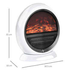 Kozy Freestanding Electric Fireplace Indoor Space Table Top Heater with Realistic Flame Effect, Rotatable Head, Overheating Protection, 1500W, White