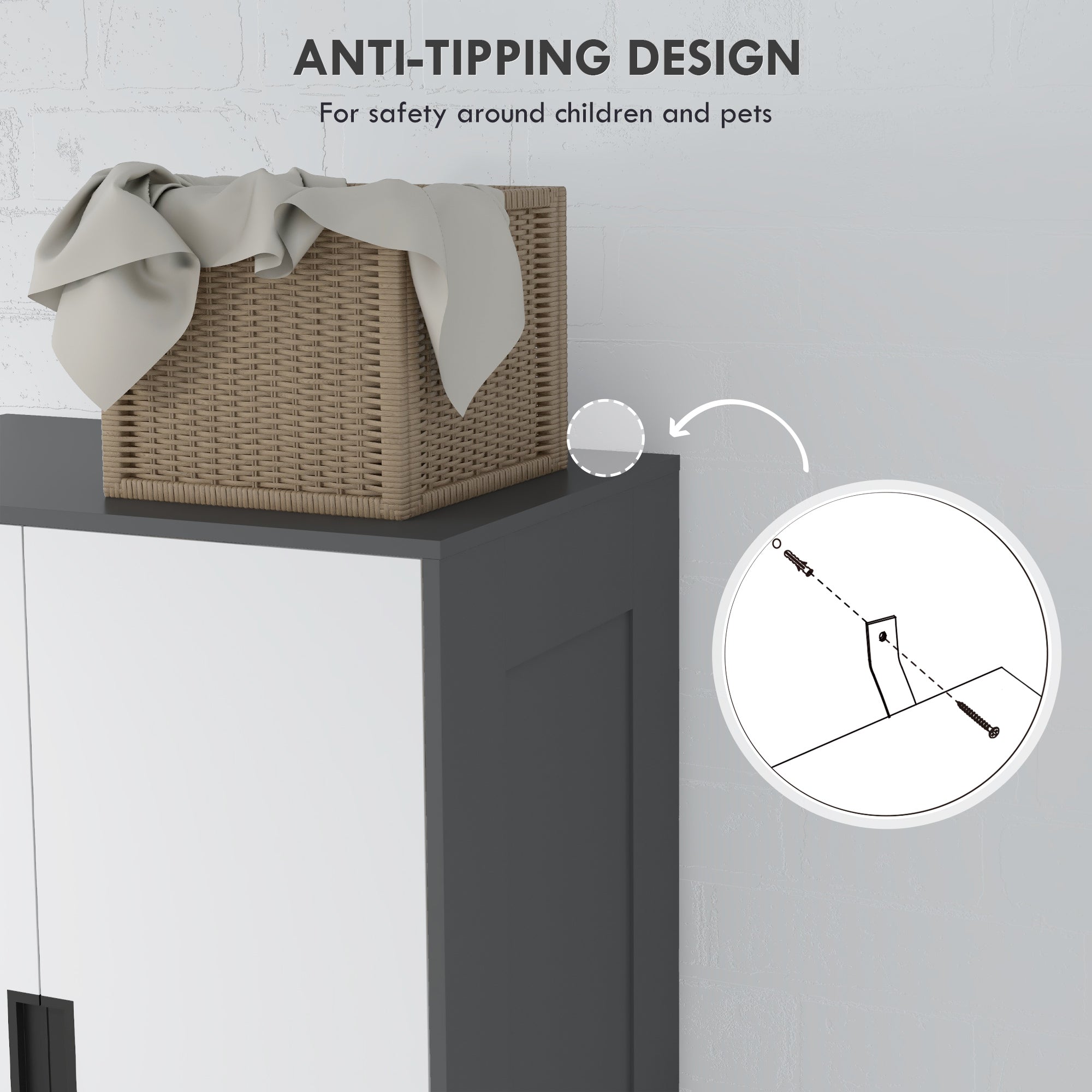 Two Door, Two Drawer Wardrobe - White/Brown