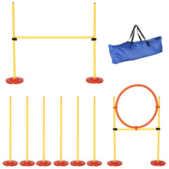 Kozy Dog Agility Equipment Training Portable Obstacle for Pet w/Adjustable Hurdles, Jumping Ring, Weave Poles