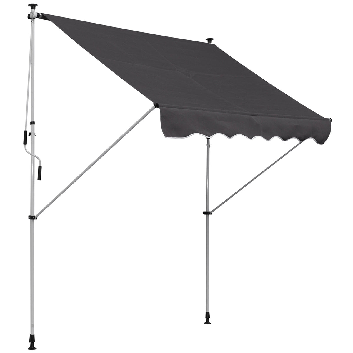 Kozy Balcony 2 x 1.5m Manual Adjustable Awning DIY Patio Clamp Awning Canopy Retractable Shade Shelter Easy to Move for Balcony, Grey