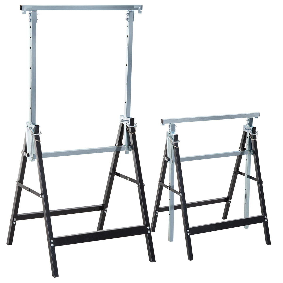 HOMCOM Set of 2 Adjustable Telescopic Builders Trestle DIY Steel Work Bench Carpenter Folding Saw Horse Tools Black