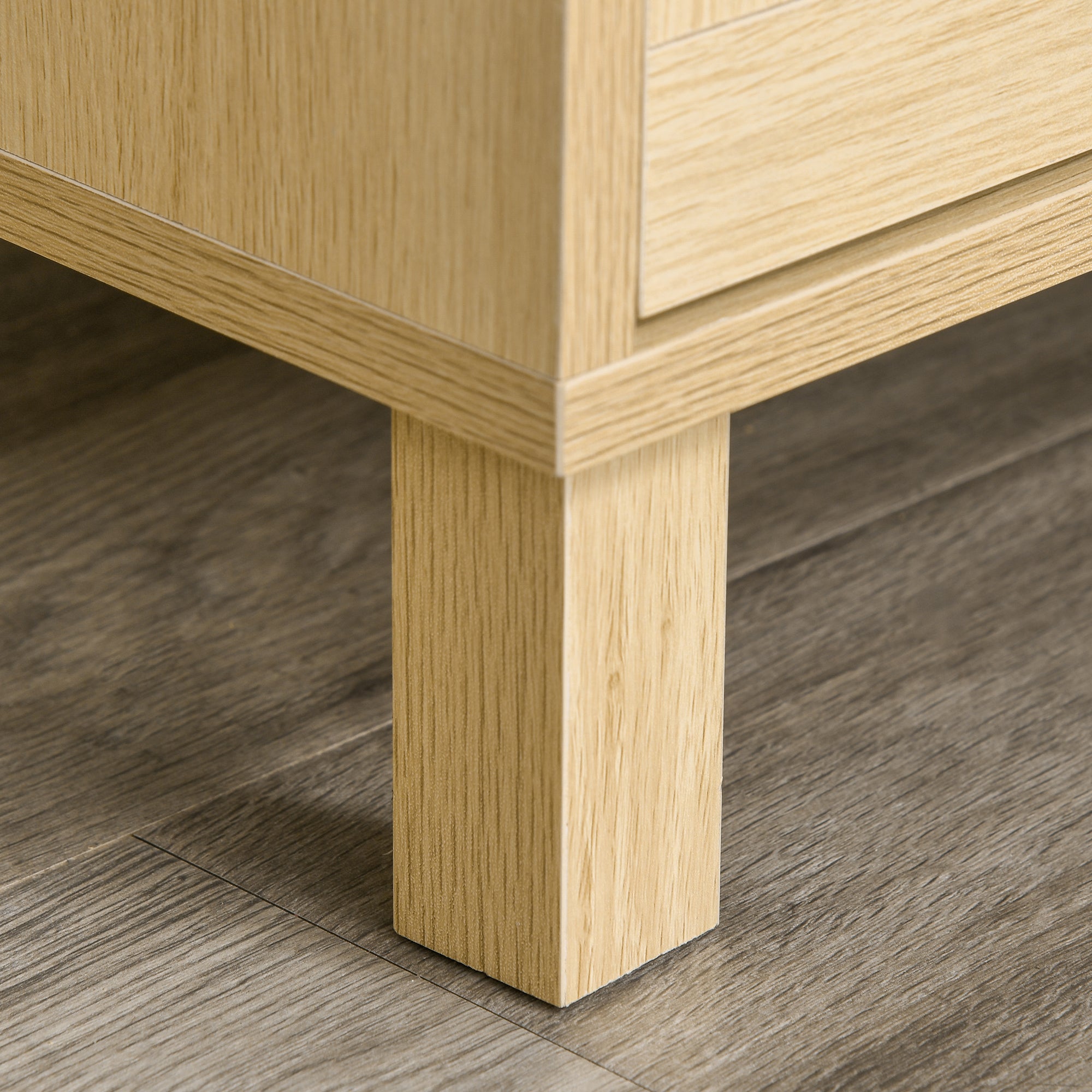 Kozy Rattan Bedroom Chest of Drawers, 3 Drawers Storage Unit, Boho Dresser for Living Room, Hallway, Natural