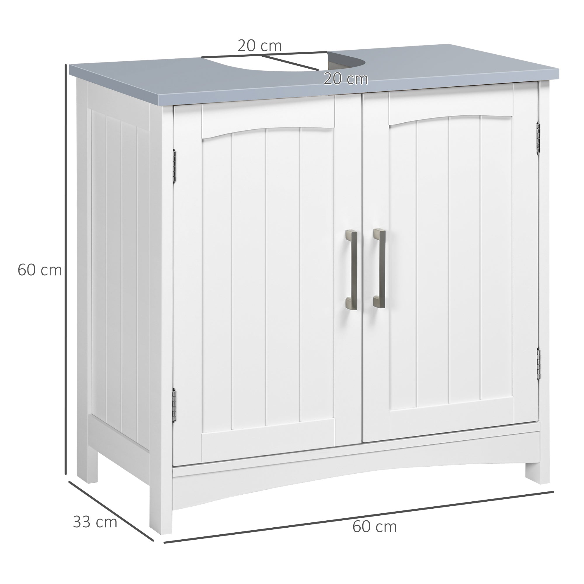 Kozy Pedestal Under Sink Cabinet with Double Doors, Modern Bathroom Vanity Unit, Storage Cupboard with Adjustable Shelves, White