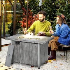Outsunny 50,000 BTU Gas Fire Pit Table with Cover, Glass Screen and Glass Beads, Grey | Aosom UK