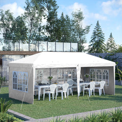 Outsunny 3 x 6m Pop Up Gazebo, Height Adjustable Marquee Party Tent with Sidewalls and Storage Bag, White | Aosom UK