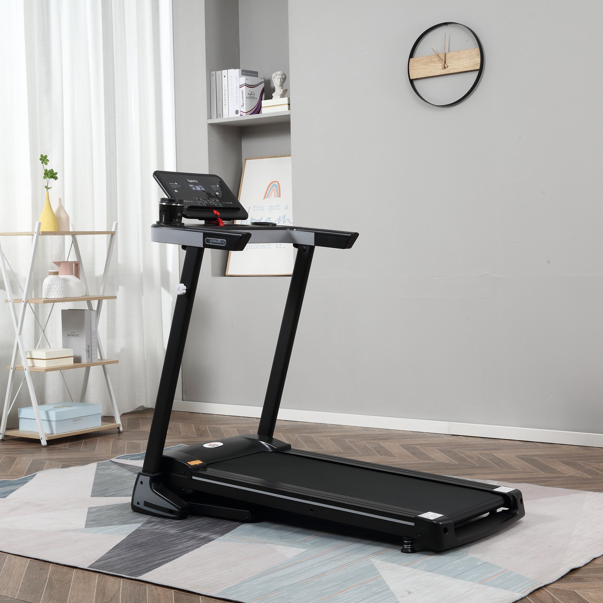 Kozy Folding Treadmill for Home Motorised Running Machine w/ LCD Display Black