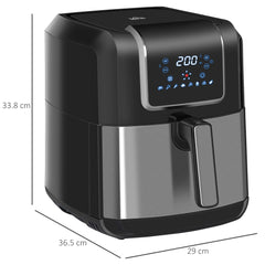 Kozy 6.5L Single Basket Air Fryer, 80-200°C Temperature, Black and Grey