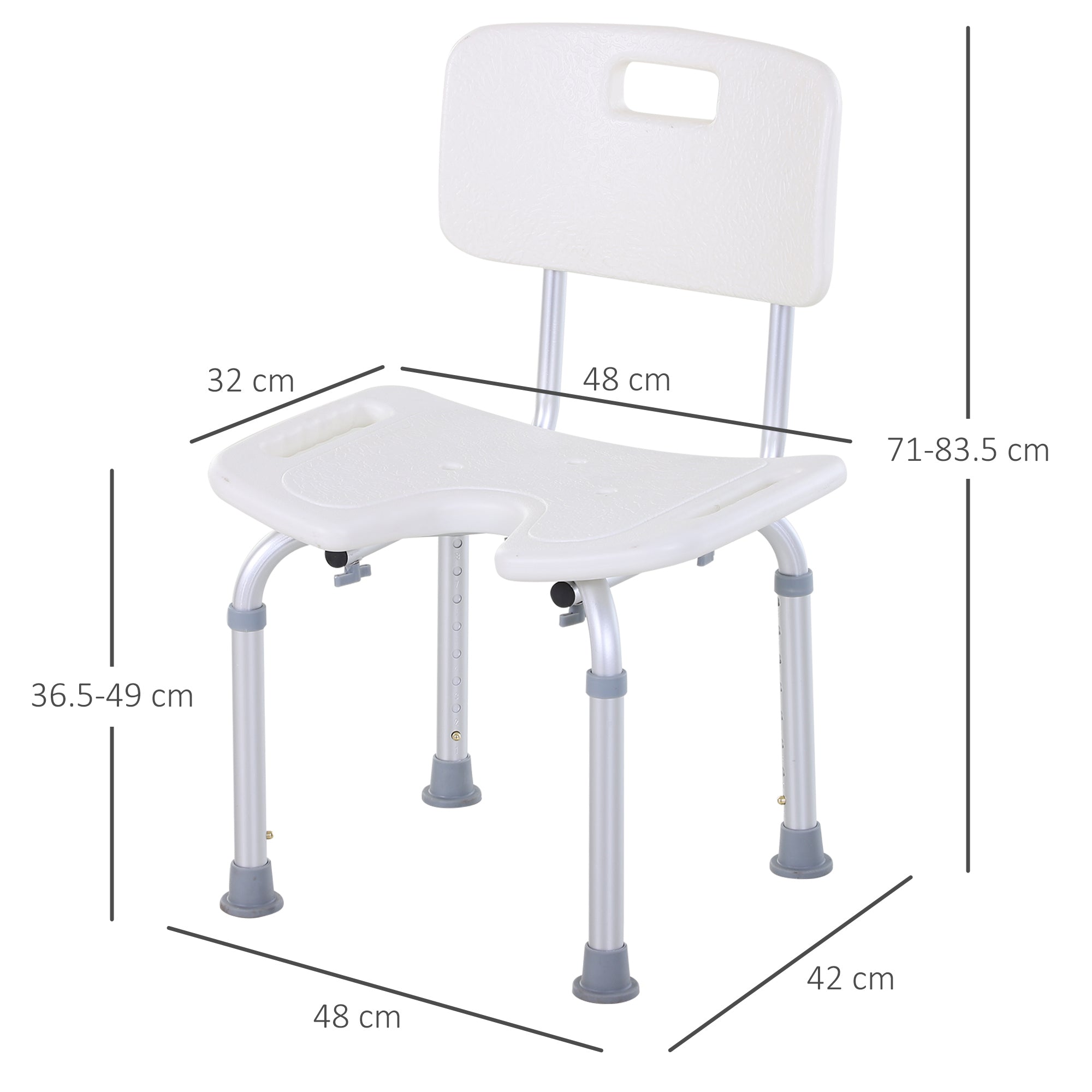 Kozy 8-Level Height Adjustable Bath Stool Spa Shower Chair Aluminum w/ Non-Slip Feet, Handle for the Pregnant, Old, Injured
