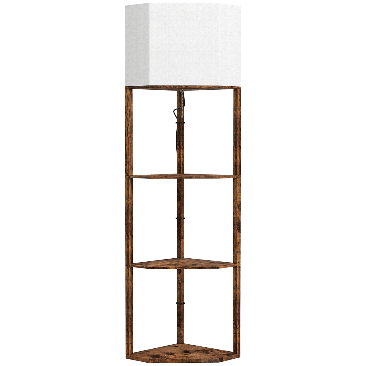 Kozy Corner Floor Light, with Shelves - Wood-Effect