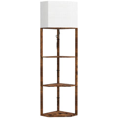 Kozy Corner Floor Light, with Shelves - Wood-Effect