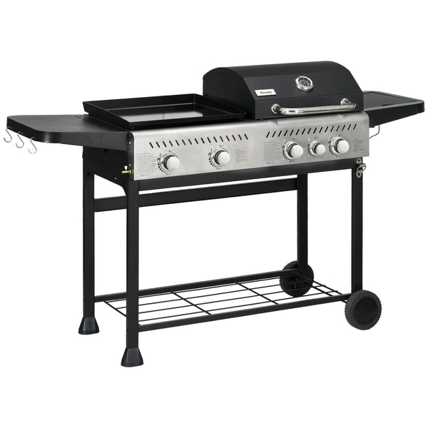 Deluxe Duo Gas BBQ, with Grill, Plancha and Side Burner