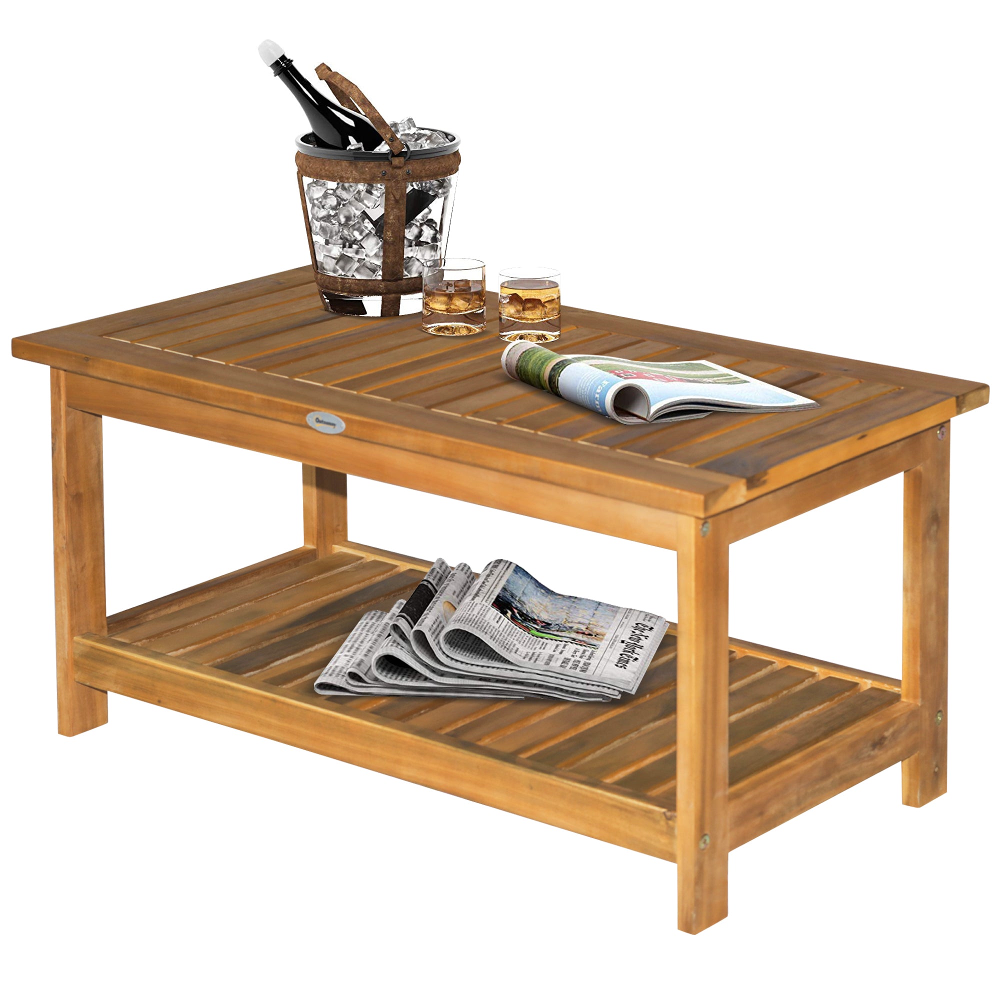 Kozy 45 x 90cm Acacia Wood Two-Tier Garden Table