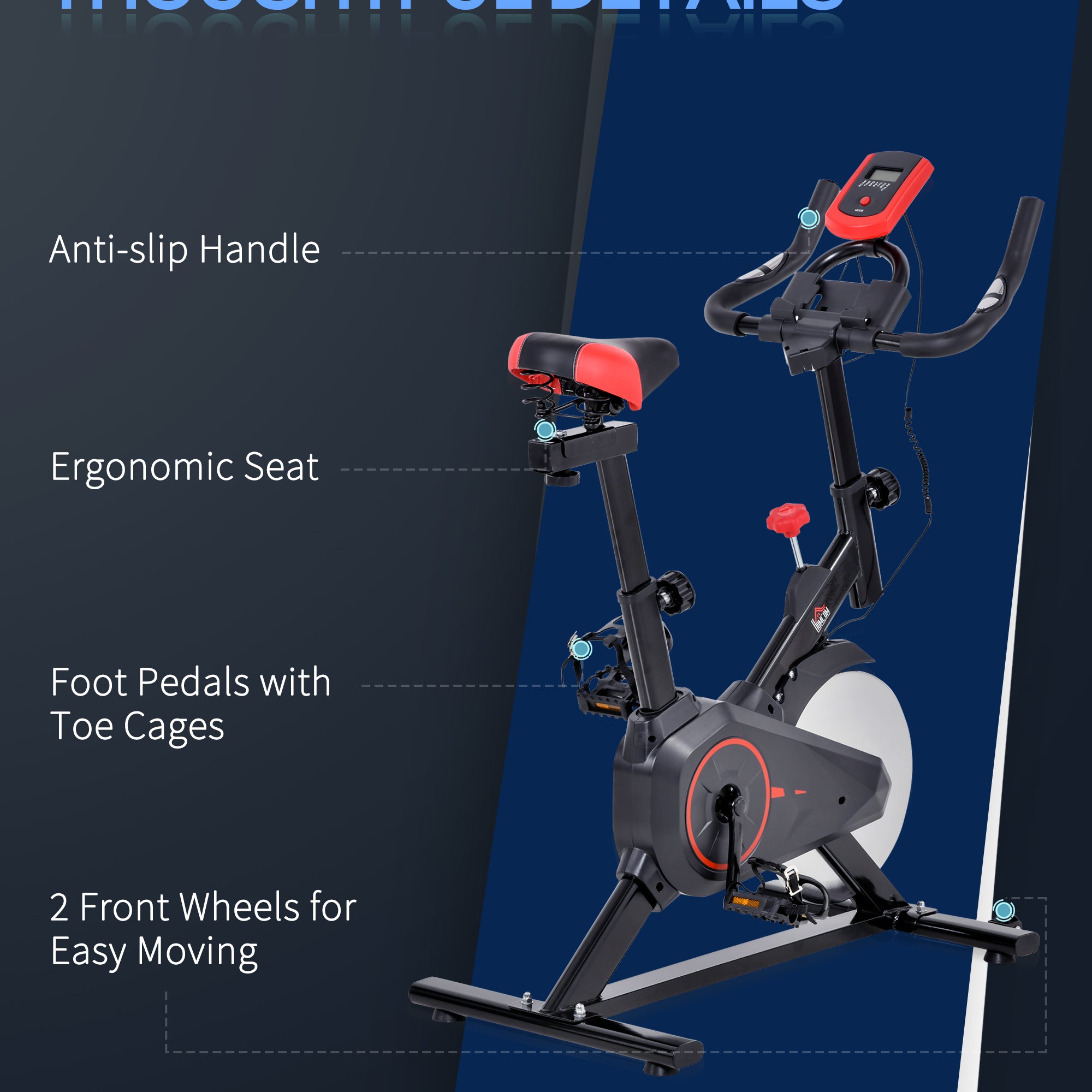 Kozy Indoor Upright Exercise Bike Machine, with Adjustable Seat, Resistance, Handlebar, LCD Display