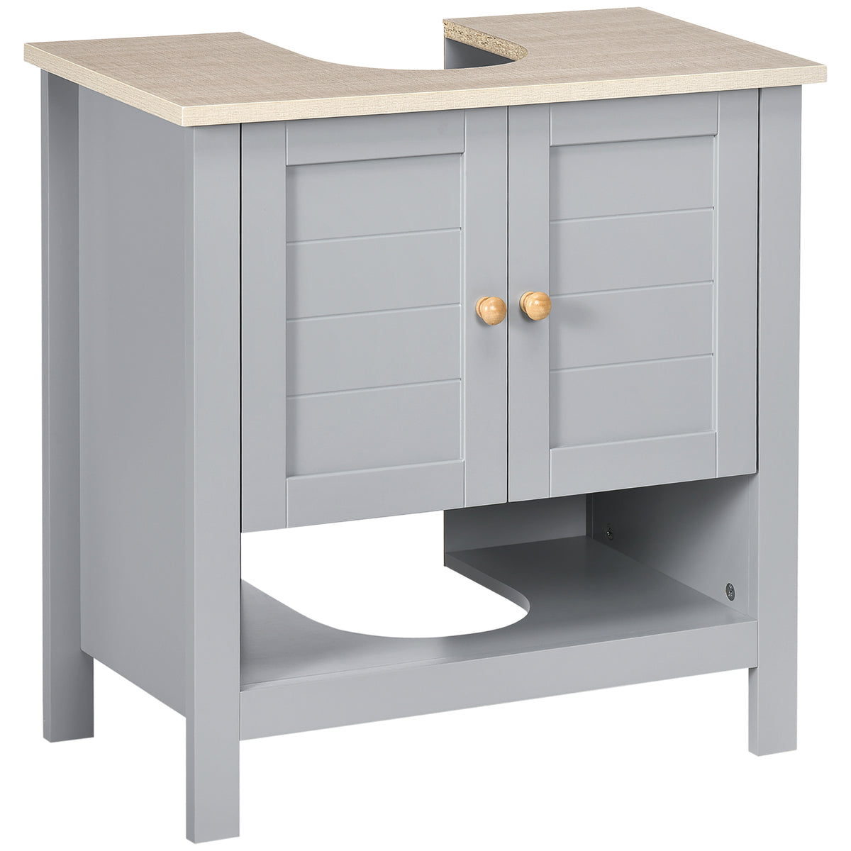 Kozy Under Sink Cabinet, Bathroom Vanity Unit, Pedestal Under Sink Design, Storage Cupboard with Adjustable Shelf, Grey