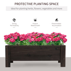 Kozy 58L Garden Raised Bed Planter Grow Containers for Outdoor Patio Plant Flower Vegetable Pot Fir Wood, 100 x 36.5 x 36 cm, Carbonized Colour