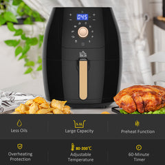 Kozy 5.5L 1700W Air Fryer, with Digital Display, 80-200℃ Temperature