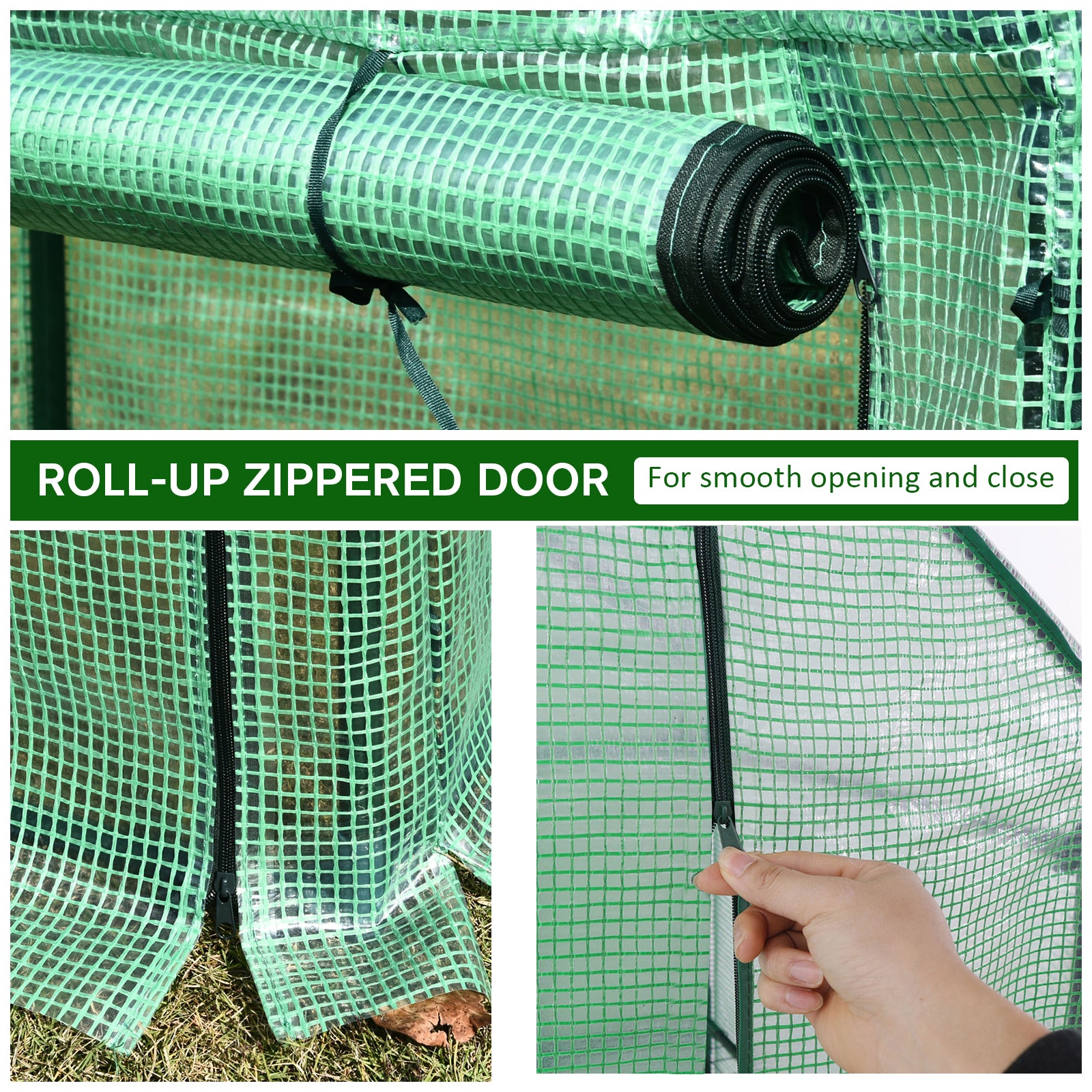 Outsunny Outdoor PE Greenhouse Steel Frame Plant Cover with Zipper 100L x 50W x 150HCM