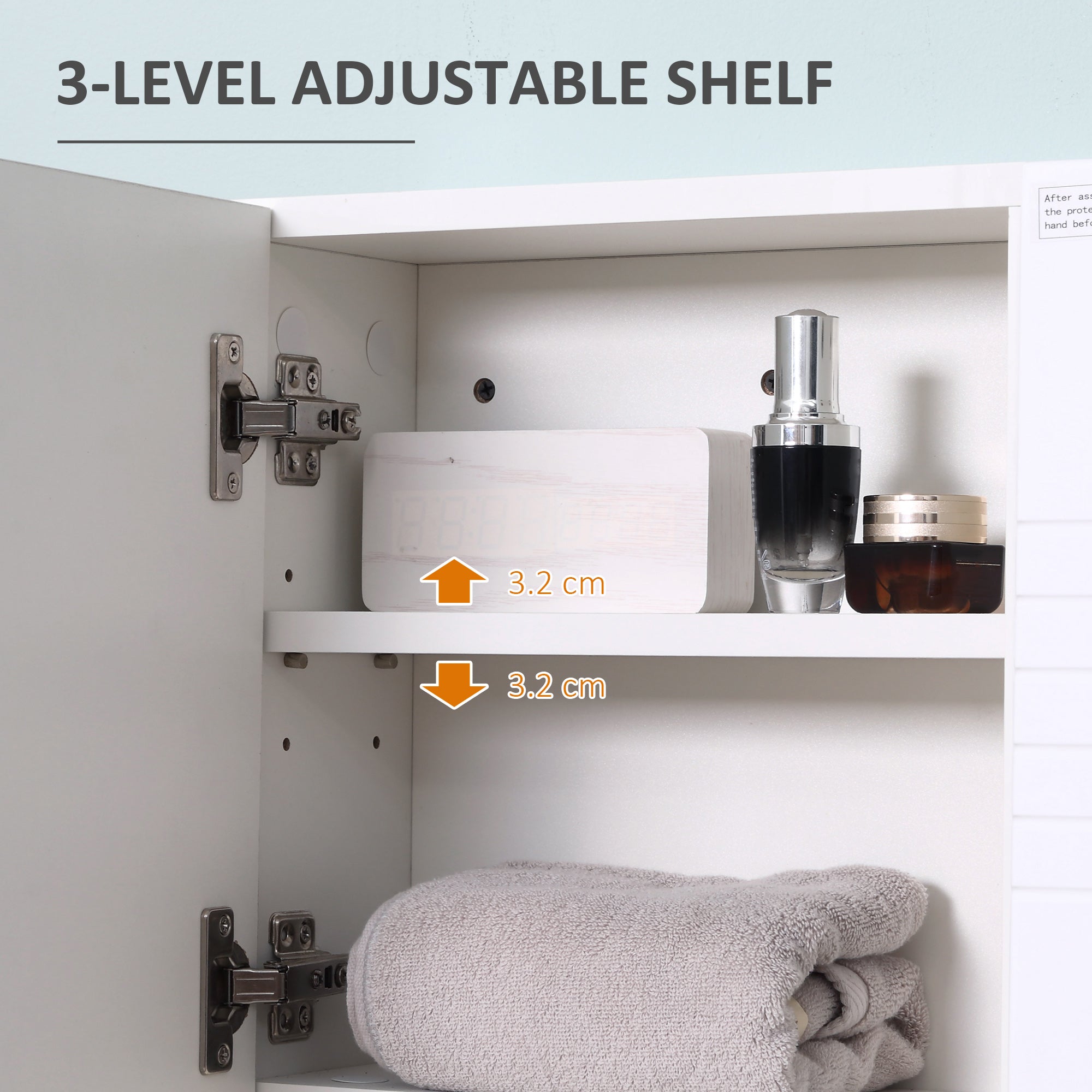 Kozy Bathroom Mirror Cabinet Wall-Mounted Storage w/ Double Door Adjustable Shelf - White