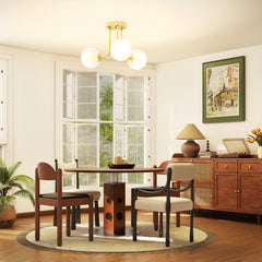 Kozy LED Ceiling Light with Globe Shades, Modern 3-Light Ceiling Light with G9 Sockets for Living Room, Bedroom, Dining Room, Bulbs Not Included, Gold Tone