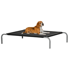 PawHut Cooling Elevated Pet Bed, Cot-Style for Large to Medium Dogs, Breathable Mesh Fabric with Non-slip Pads, 110 x 75 x 20 cm, Black | Aosom UK