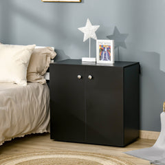HOMCOM Wooden Storage Cabinet, Two Shelves Sideboard, Freestanding Kitchen Cupboard, Bookcase for Living Space, Black | Aosom UK