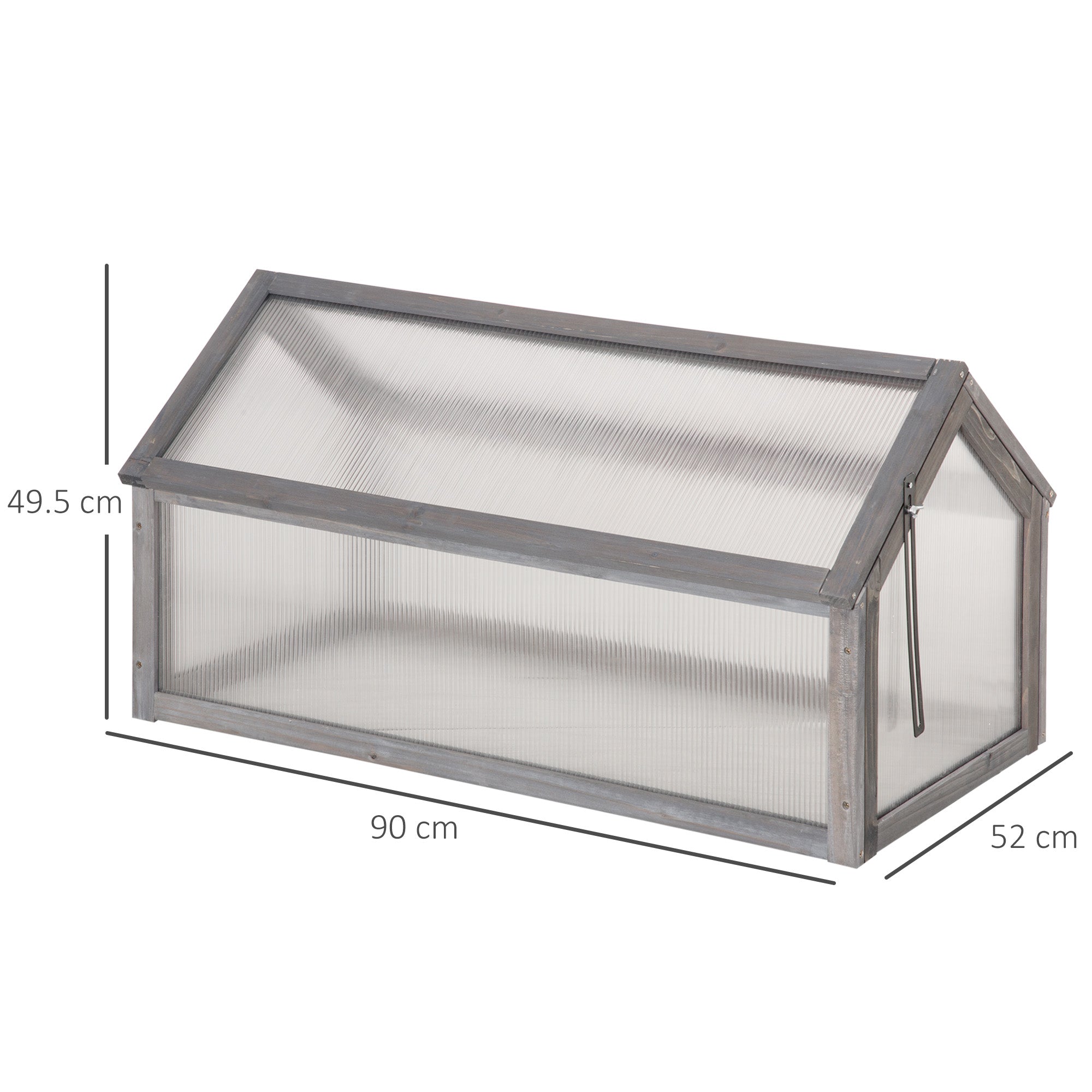 Kozy Wooden Cold Frame Garden Polycarbonate Greenhouse with Openable Top Cover, Grow House for Flowers, Vegetables, Plants, 90 x 52 x 50cm, Natural