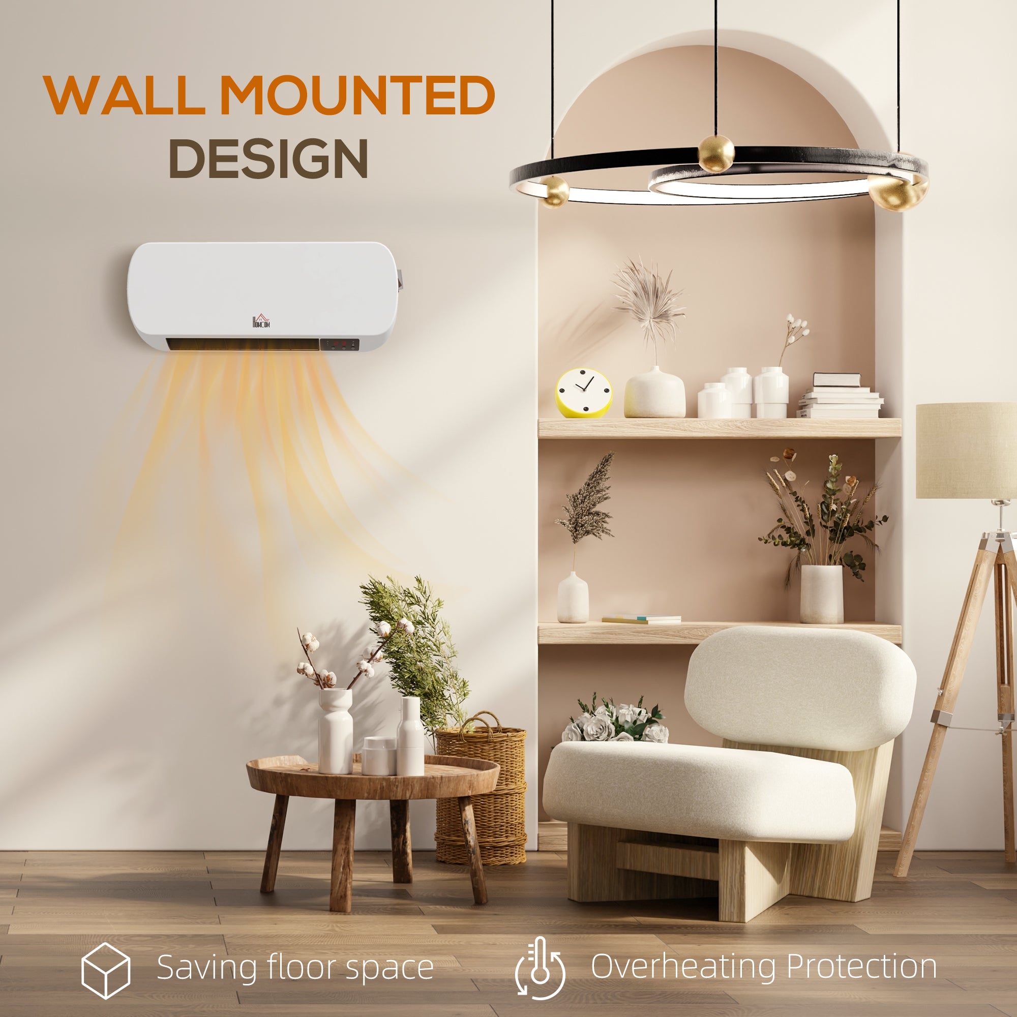 Kozy - 2000W Wall Mounted Ceramic Space Heater, 10-49°C Temperature, White