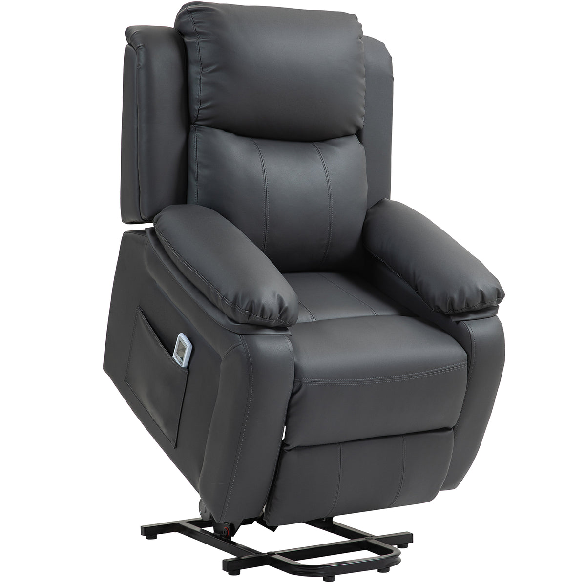 Kozy - Riser and Recliner Chair with Massage, Heat, Power Lift Recliner Chair for Elderly with Remote Control, Extended Footrest, Dual Side Pockets, Overstuffed Electric Reclining Armchair, Dark Grey