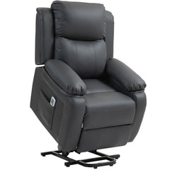 Kozy - Riser and Recliner Chair with Massage, Heat, Power Lift Recliner Chair for Elderly with Remote Control, Extended Footrest, Dual Side Pockets, Overstuffed Electric Reclining Armchair, Dark Grey