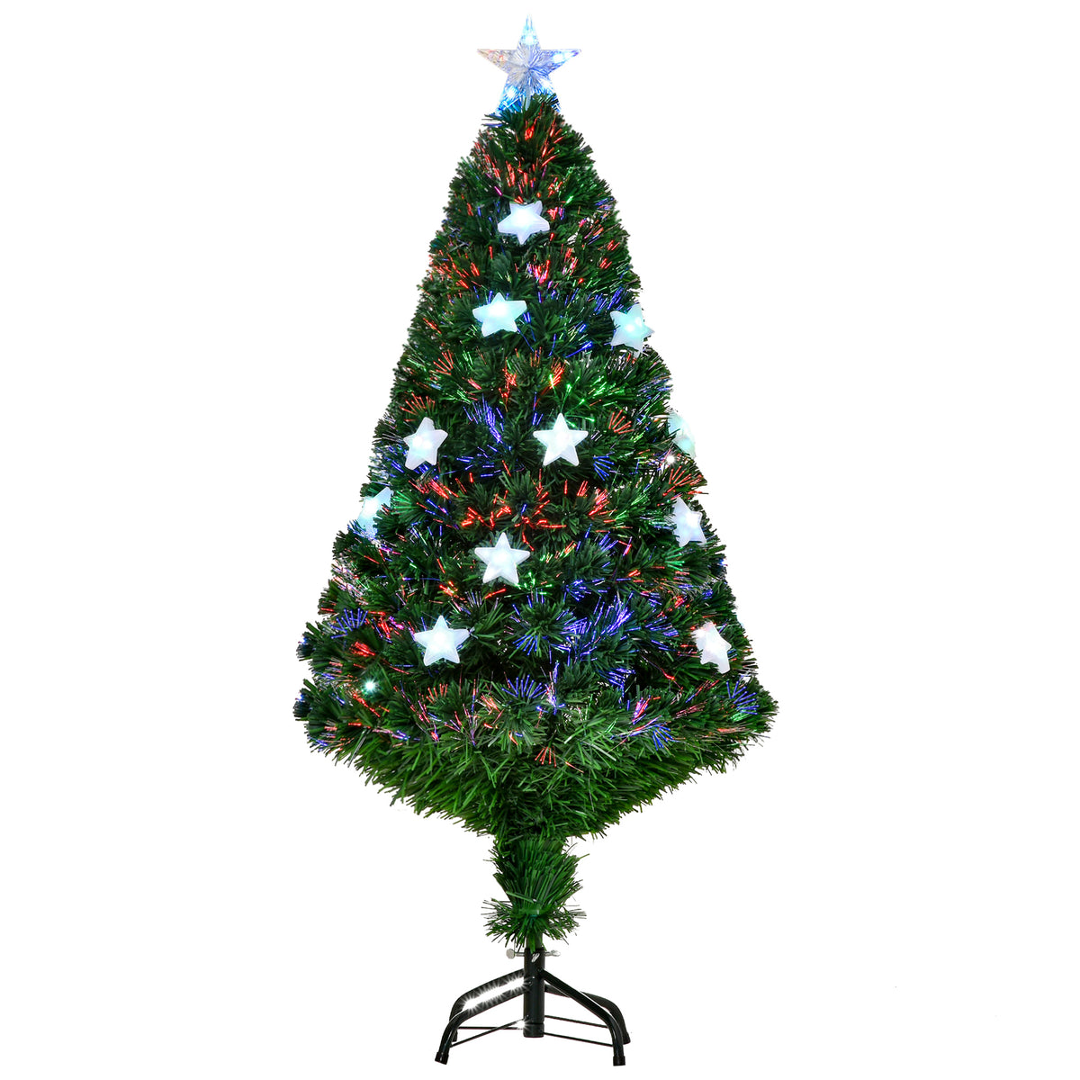 Kozy - 4FT Prelit Artificial Christmas Tree Fibre Optic Star LED Light Holiday Home Xmas Decoration with LED Light for Indoor Party, Green