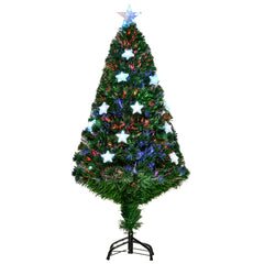 Kozy - 4FT Prelit Artificial Christmas Tree Fibre Optic Star LED Light Holiday Home Xmas Decoration with LED Light for Indoor Party, Green