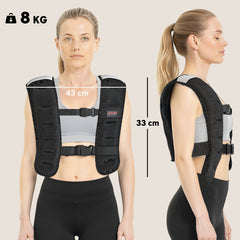 Kozy Weighted Vest, 8 kg Weight Vest with Adjustable Straps, Reflective Strips, Black