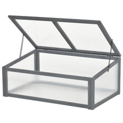 Kozy Wooden Cold Frame, Small Polycarbonate Greenhouse for Plants with Openable & Tilted Top Cover, Grey, 100 x 65 x 40cm