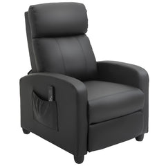Kozy Massage Recliner Armchair with 150° Recline, Faux Leather, Side Pocket, Black