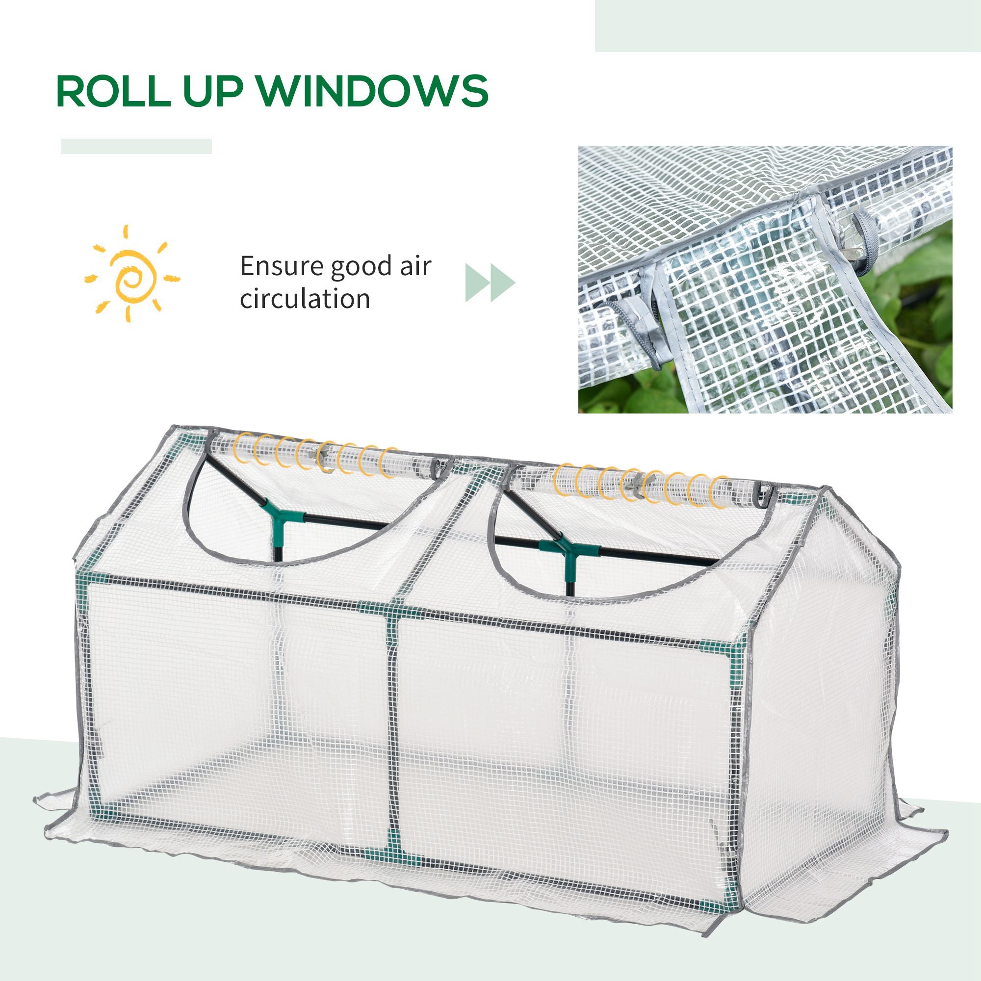 Kozy Mini Greenhouse Portable Flower Planter Tomato Vegetable House for Garden Backyard with Zipper 120 x 60 x 60 cm, White