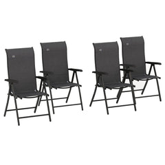 Outsunny Rattan Folding Chair Set, 4 Pcs, Adjustable Backrest, Outdoor Patio Furniture, Lawn Seating, Brown | Aosom UK