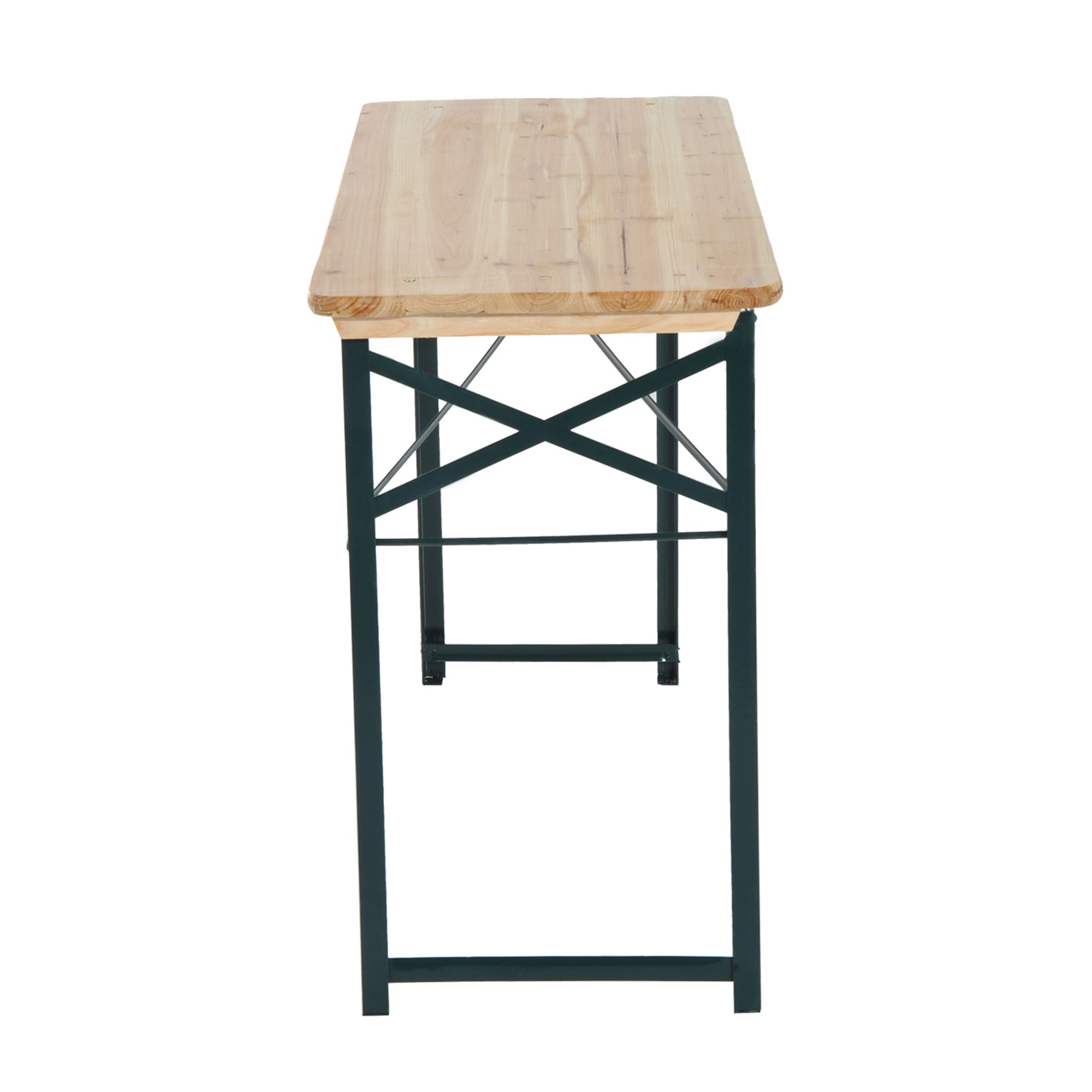 Kozy Portable Folding Camping Picnic Trestle Beer Table and 2 Bench Set Wooden Garden Furniture Patio Dining Party BBQ Chairs Stools