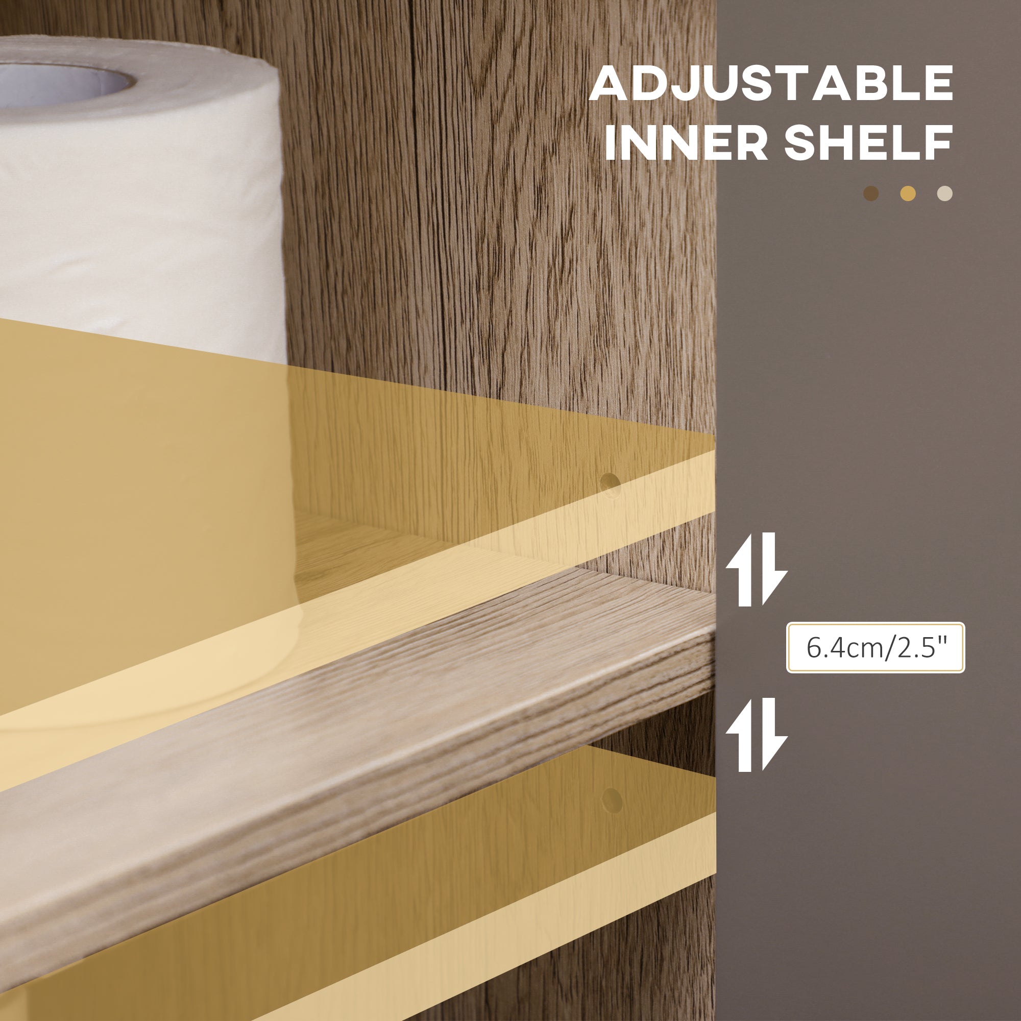 Kozy Under Sink Storage Cabinet Floor Standing Cupboard w/ Adjustable Shelf Bathroom Cabinet 2 Doors Versatile Style Grey