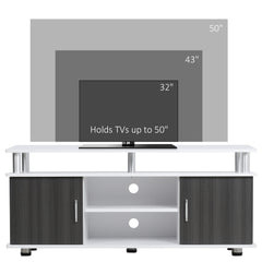 Kozy TV Cabinet Unit for TVs up to 50'' with Storage Shelf and Cupboards, Living Room Entertainment Center Media Console, Grey and White