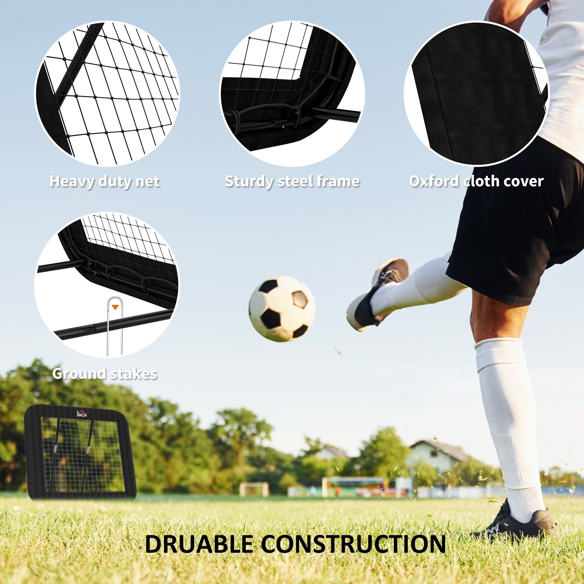 Kozy Football Training Net Target Goal, with Adjustable Angles - Black