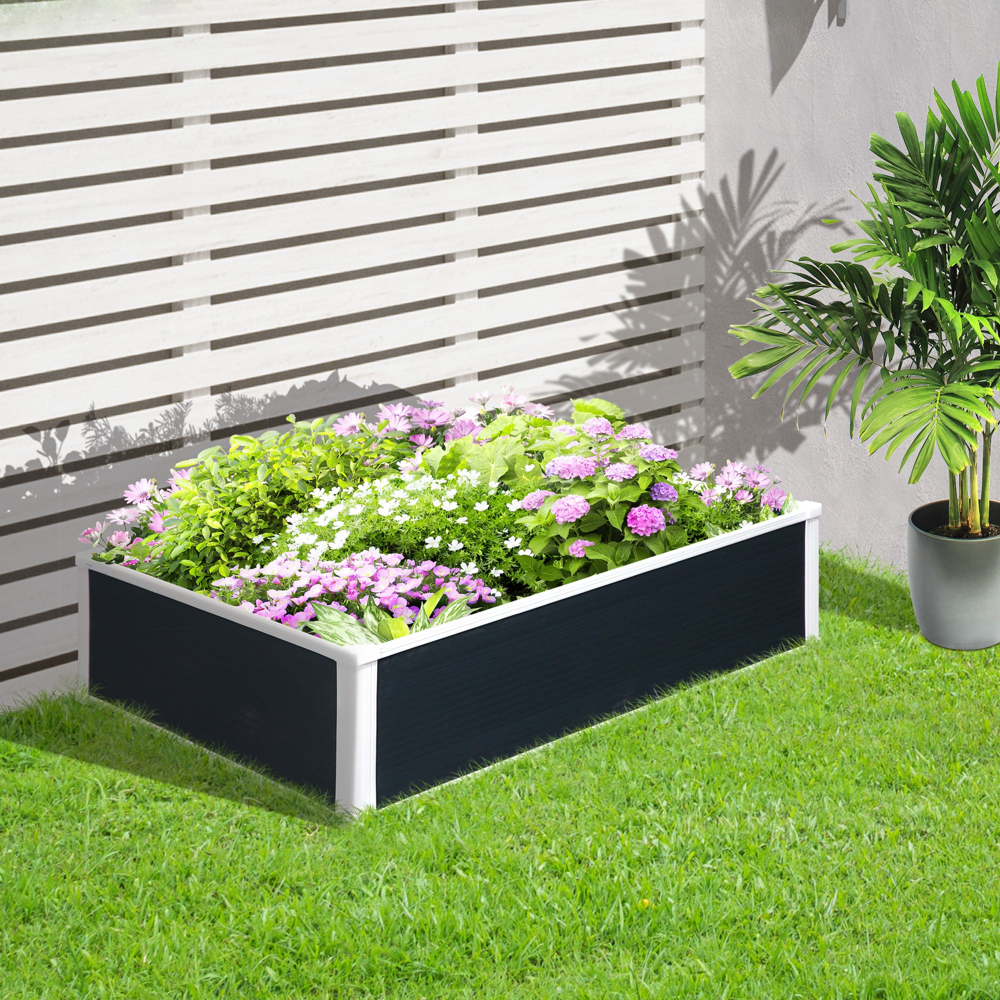 Kozy 302L Raised Garden Bed, Weather-resistant PP Planter Box Containers for Outdoor Patio Plant Flower Vegetable, 120 x 90 x 30 cm