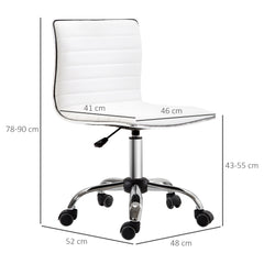 Kozy Adjustable Swivel Office Chair with Armless Mid-Back in PU Leather and Chrome Base - White
