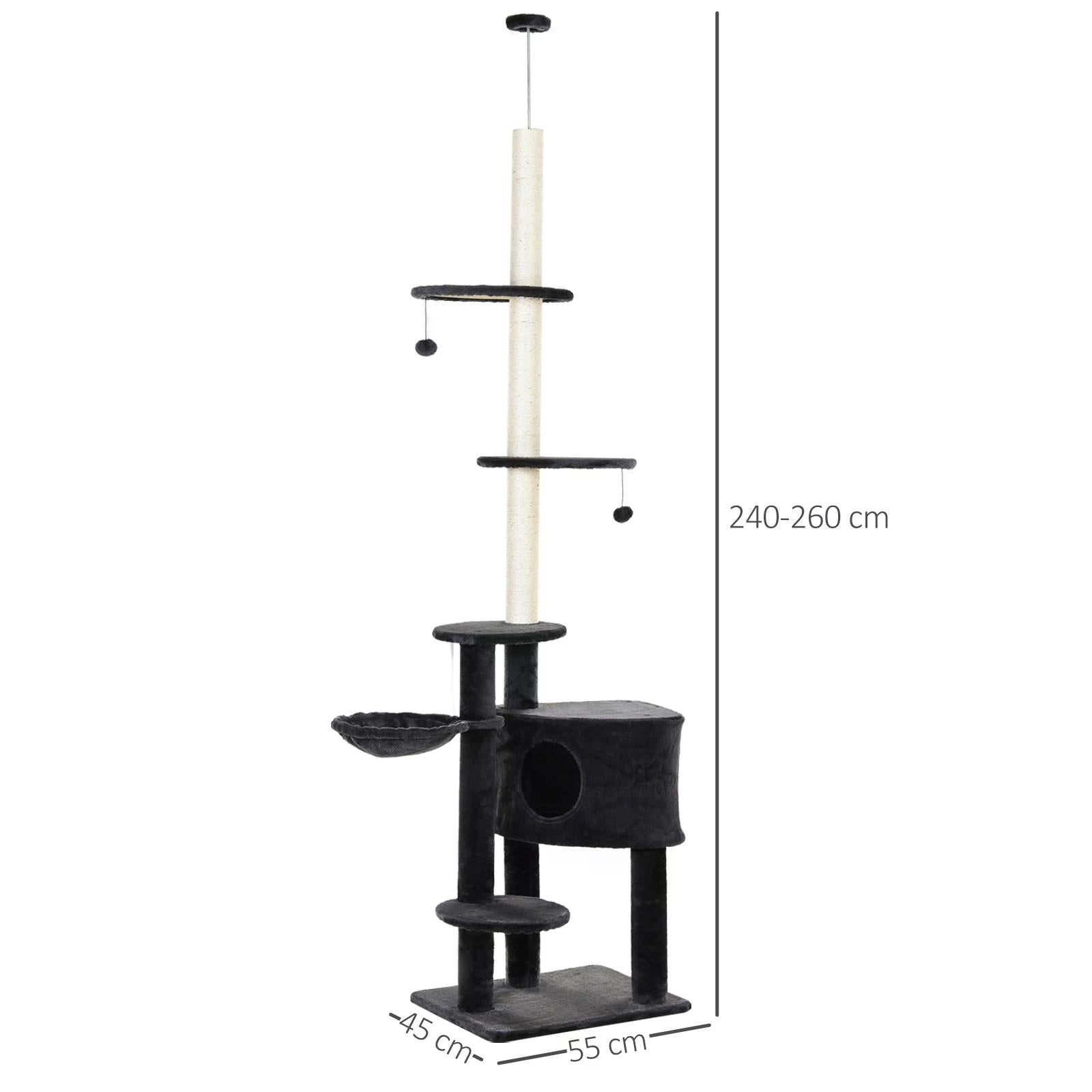 PawHut Vertical Cat Tree, Adjustable Height, Floor