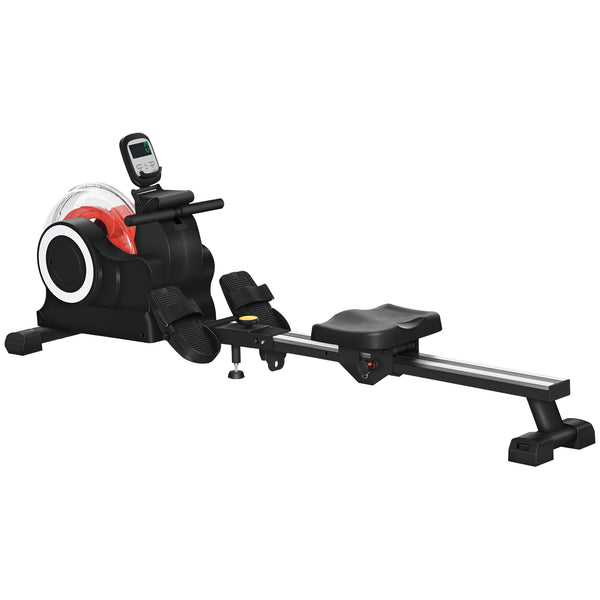 Foldable Rowing Machine, Water Rower with Wheels, LCD Monitor and Tablet Holder for Cardio Training
