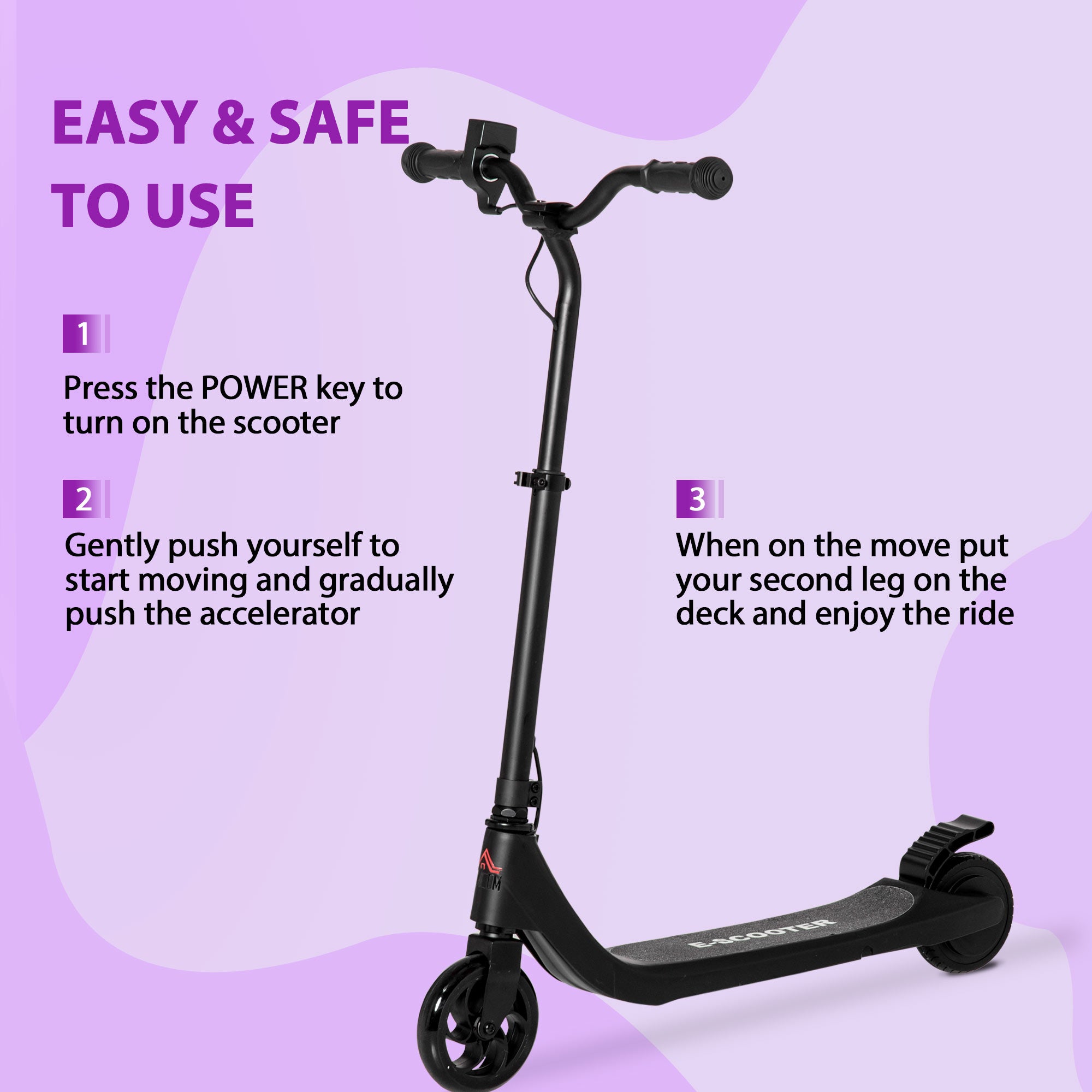 Kozy Kids Electric Scooter, Electric Scooters for Kids Ages 6+, 8 KM/H & 6 KM Lightweight E-Scooter, Adjustable Height, Rear Brake - Pink