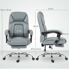 Kozy Faux Leather Reclining Office Chair, with Footrest - Grey