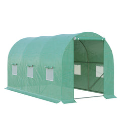 Kozy 4 x 2 x 2 m Polytunnel Greenhouse with Roll-up Door and 6 Mesh Windows, Walk-in Garden Tunnel Warm House Tent with UV-resistant PE Cover and Galvanised Steel Frame, Green