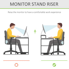 HOMCOM Laptop and Screen Stand PC Plinth Stand TV Computer Desktop Organiser W/Drawer Bamboo