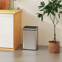 Kozy - 40L Sensor Bin with Quiet Soft-Close Lid, Automatic Touchless Motion Sensor Kitchen Bin with Fingerprint Resistant Stainless Steel for Hygienic Gyms, Home Office Use, Silver Tone