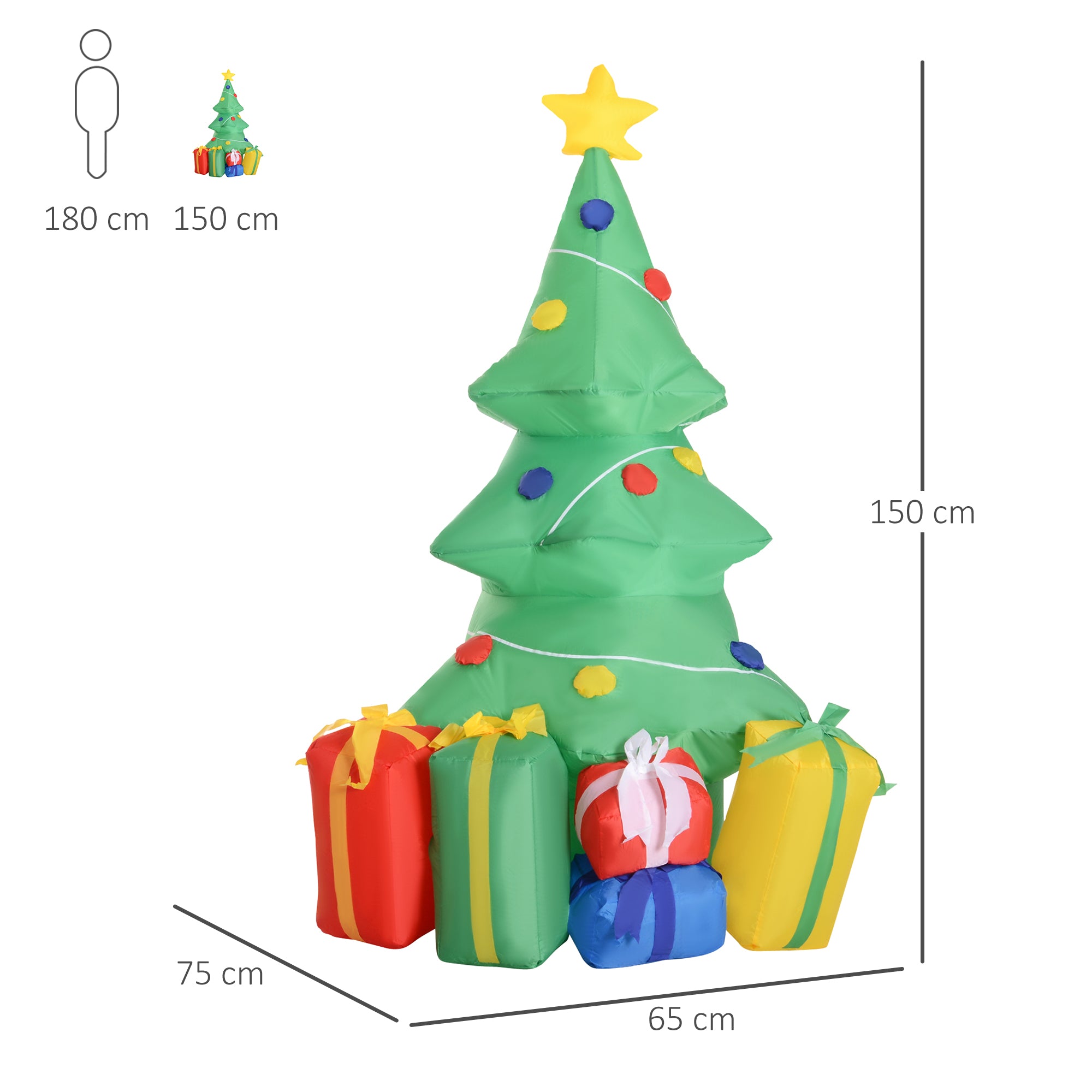 HOMCOM 1.5m Inflatable Christmas Tree W/LED lights